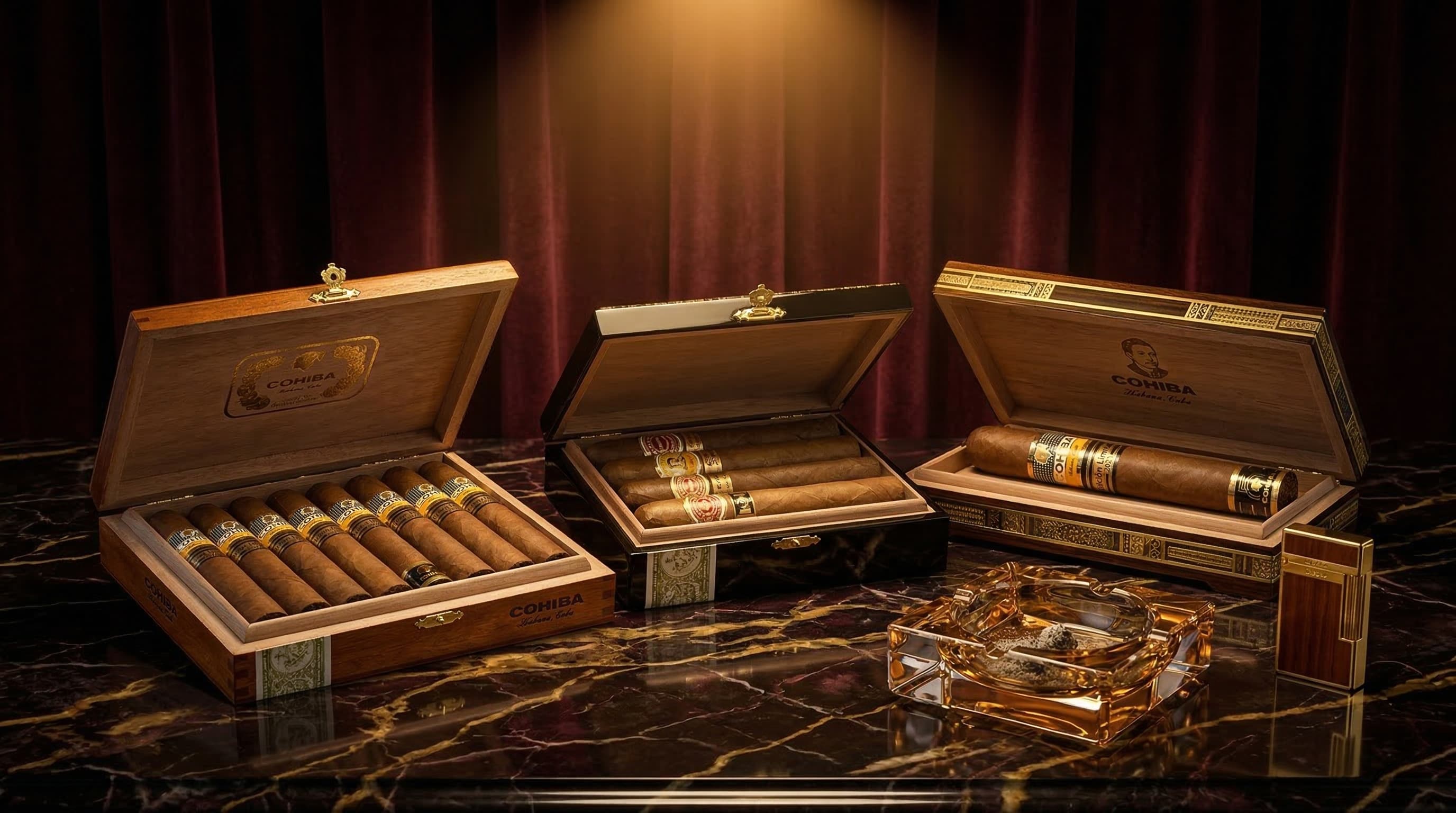 Colección de ediciones limitadas Cohiba en cajas abiertas